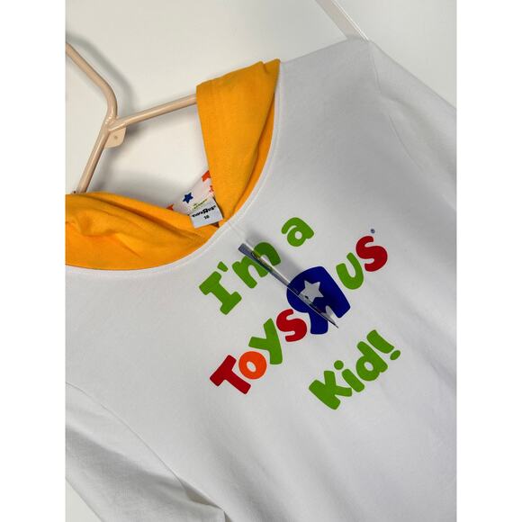 NWT vtg Toys R Us I'm a Toys R Us Kid Pullover Hooded 90s White Yellow Size 16 - Picture 2 of 11